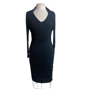 Elegant Black Dress M Venus Black long sleeve body con